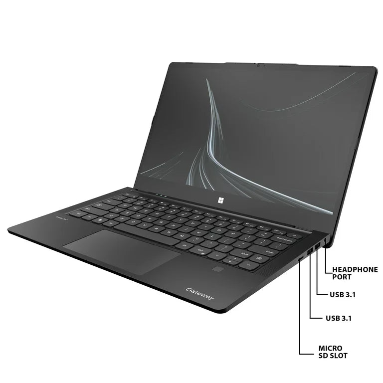 Gateway 14.1" Ultra Slim Notebook, FHD Touchscreen, Intel Core i7-1255U, 8GB RAM, 512GB SSD, Fingerprint Scanner, Tuned by THX Audio, 2MP Camera, HDMI, Windows 11, Black