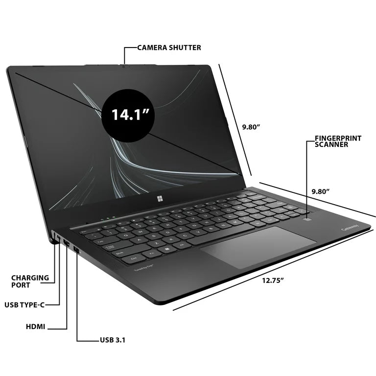 Gateway 14.1" Ultra Slim Notebook, FHD Touchscreen, Intel Core i7-1255U, 8GB RAM, 512GB SSD, Fingerprint Scanner, Tuned by THX Audio, 2MP Camera, HDMI, Windows 11, Black