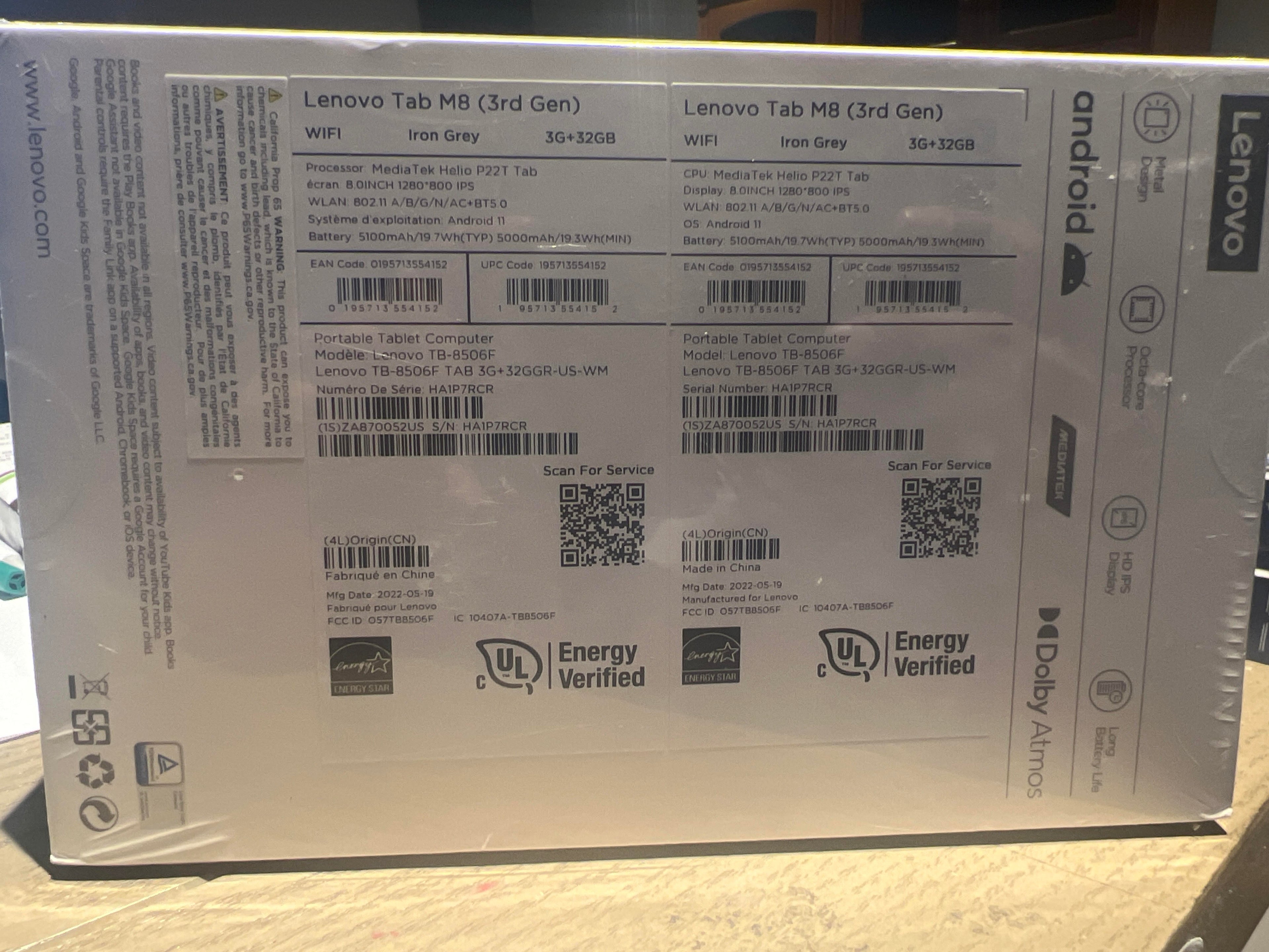 Lenovo Tab M8 (3rd Gen) 8" Tablet, 32GB Storage, 3GB Memory, Android 11, HD Display
