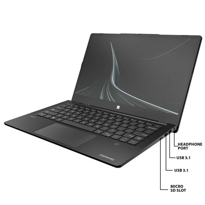 Gateway 14.1&quot; Ultra Slim Notebook, FHD Touchscreen, Intel Core i7-1255U, 8GB RAM, 512GB SSD, Fingerprint Scanner, Tuned by THX Audio, 2MP Camera, HDMI, Windows 11, Black