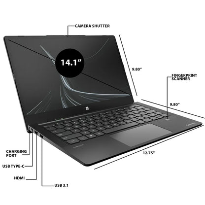 Gateway 14.1&quot; Ultra Slim Notebook, FHD Touchscreen, Intel Core i7-1255U, 8GB RAM, 512GB SSD, Fingerprint Scanner, Tuned by THX Audio, 2MP Camera, HDMI, Windows 11, Black