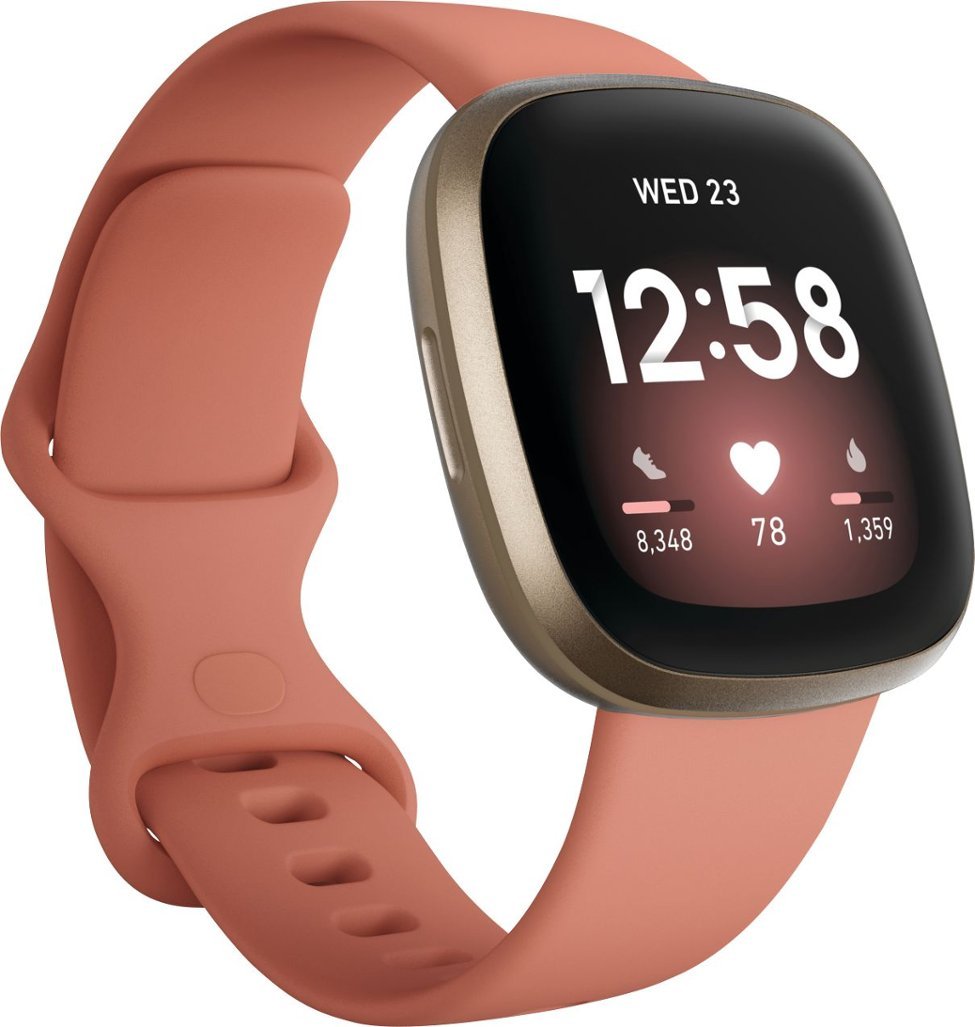 Fitbit - Versa 3 Health &amp; Fitness Smartwatch - Soft Gold