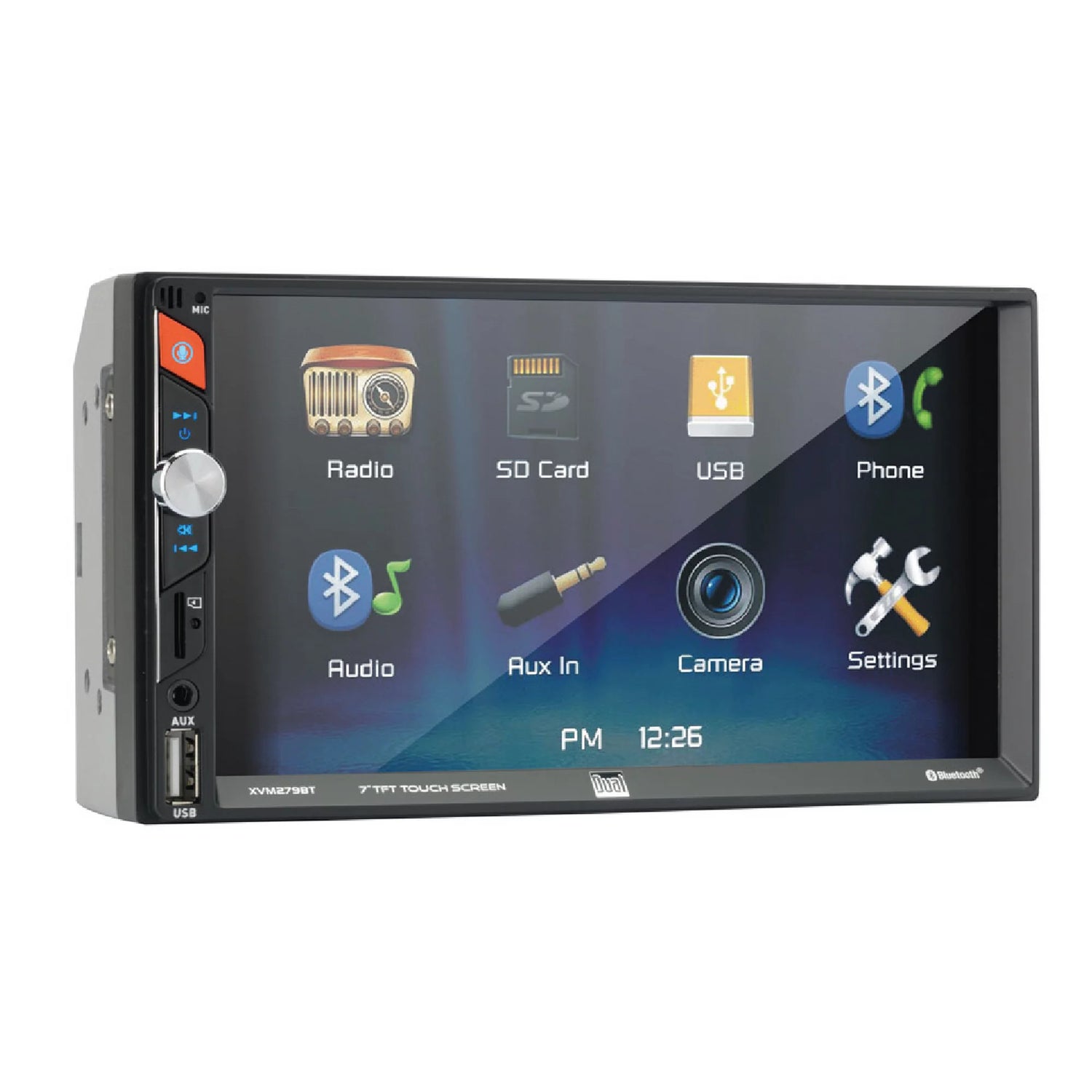 Dual Electronics 7&quot; LED Touch Screen Double Din Car Stereo with Bluetooth and (2) 6.5&quot; 2-Way Speakers